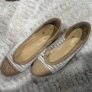 Beige and White Crochet Espadrilles